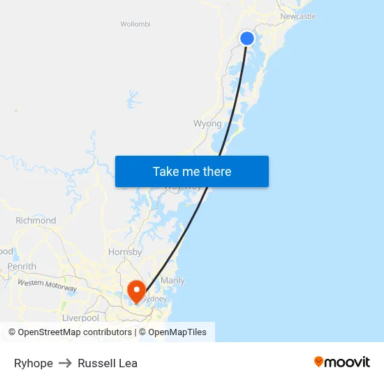 Ryhope to Russell Lea map