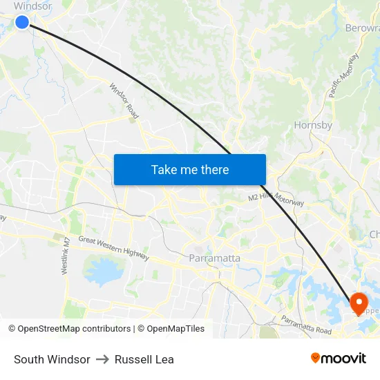 South Windsor to Russell Lea map