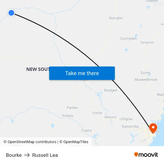 Bourke to Russell Lea map