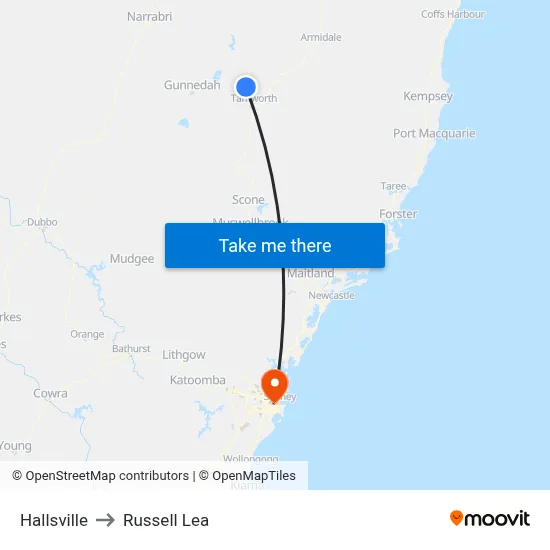 Hallsville to Russell Lea map