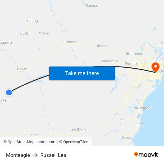 Monteagle to Russell Lea map
