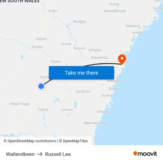 Wallendbeen to Russell Lea map
