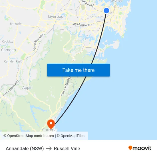 Annandale (NSW) to Russell Vale map