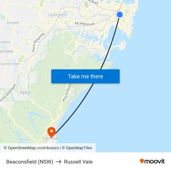 Beaconsfield (NSW) to Russell Vale map