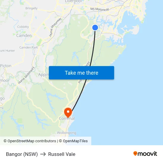 Bangor (NSW) to Russell Vale map
