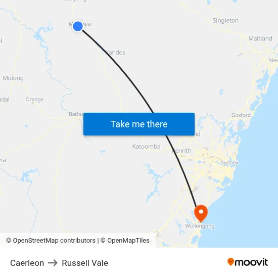 Caerleon to Russell Vale map