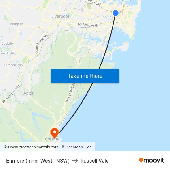 Enmore (Inner West - NSW) to Russell Vale map