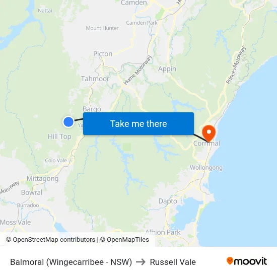Balmoral (Wingecarribee - NSW) to Russell Vale map