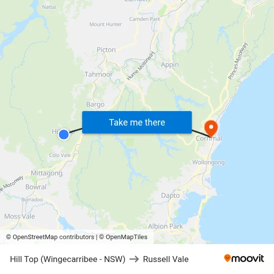 Hill Top (Wingecarribee - NSW) to Russell Vale map