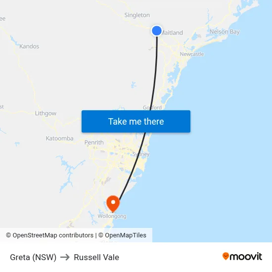 Greta (NSW) to Russell Vale map