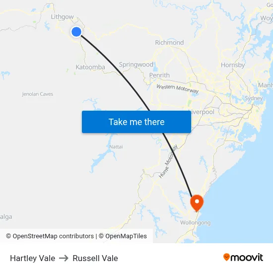 Hartley Vale to Russell Vale map