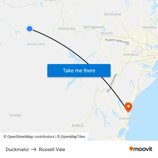 Duckmaloi to Russell Vale map