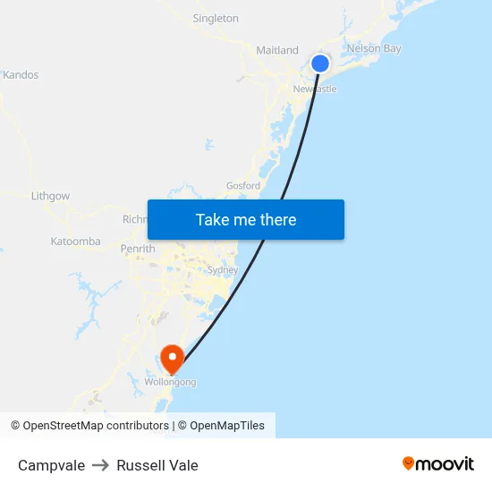 Campvale to Russell Vale map
