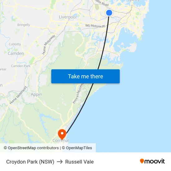 Croydon Park (NSW) to Russell Vale map