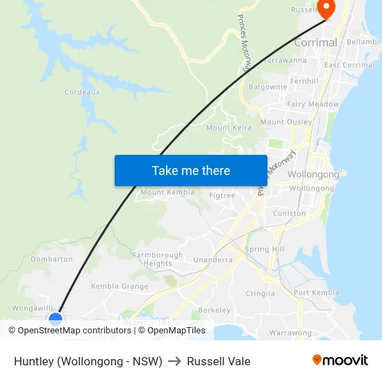 Huntley (Wollongong - NSW) to Russell Vale map