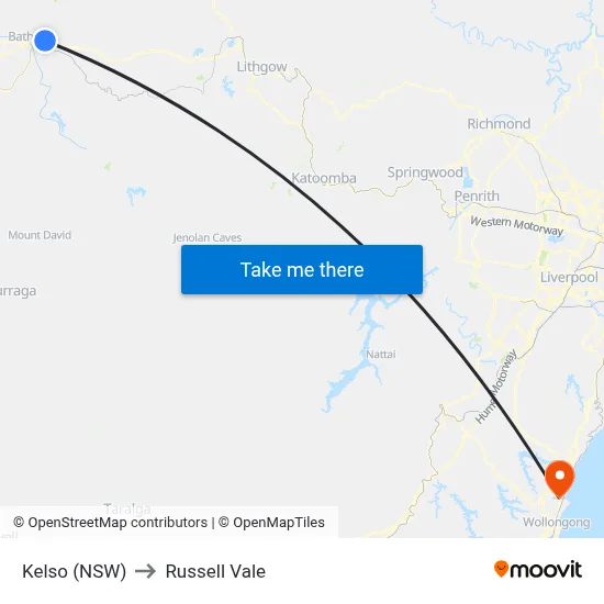 Kelso (NSW) to Russell Vale map