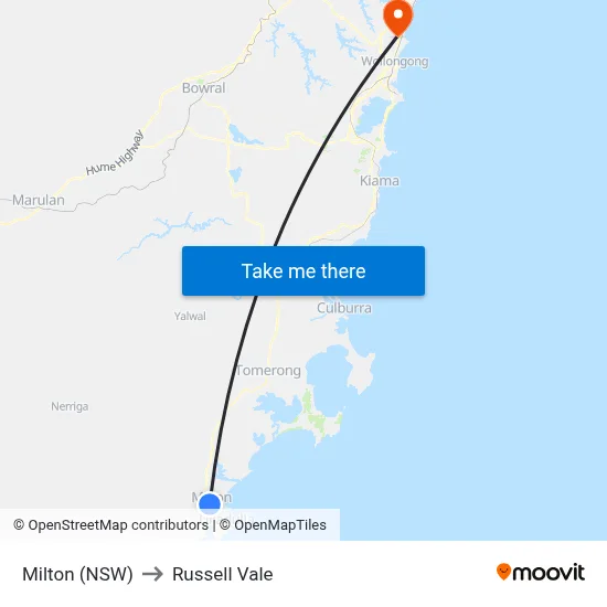 Milton (NSW) to Russell Vale map