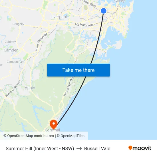 Summer Hill (Inner West - NSW) to Russell Vale map