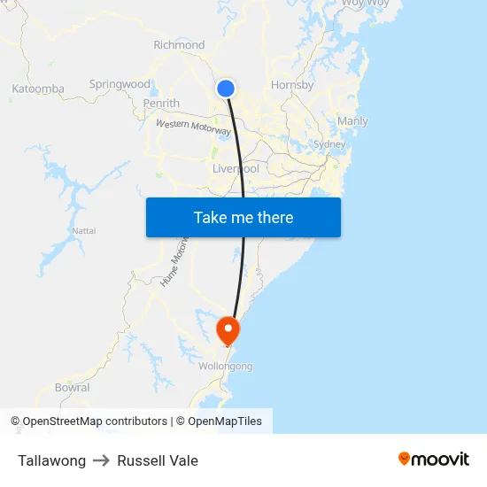 Tallawong to Russell Vale map