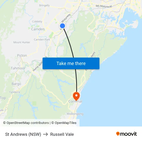 St Andrews (NSW) to Russell Vale map