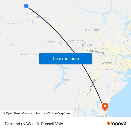 Portland (NSW) to Russell Vale map