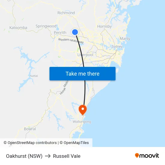 Oakhurst (NSW) to Russell Vale map