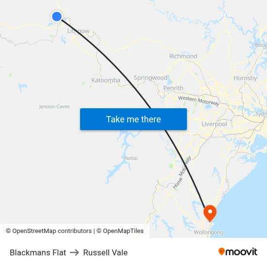 Blackmans Flat to Russell Vale map