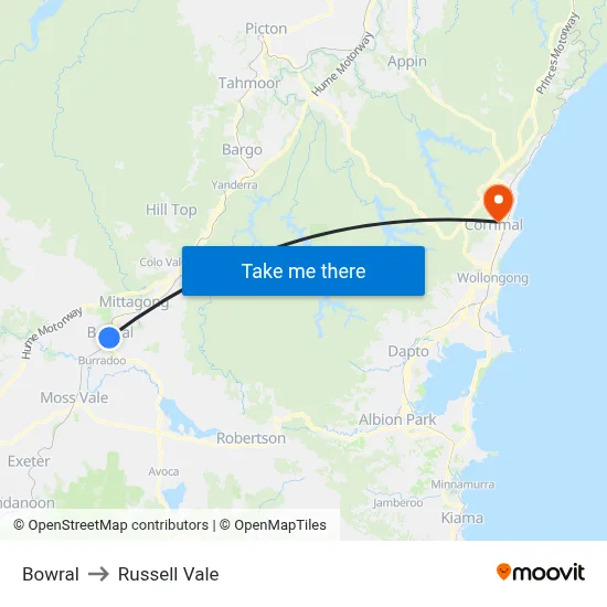 Bowral to Russell Vale map