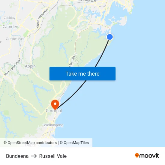Bundeena to Russell Vale map