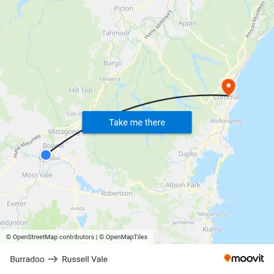 Burradoo to Russell Vale map