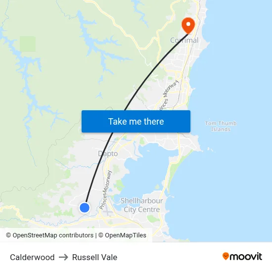 Calderwood to Russell Vale map