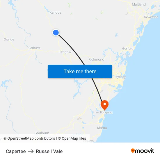 Capertee to Russell Vale map