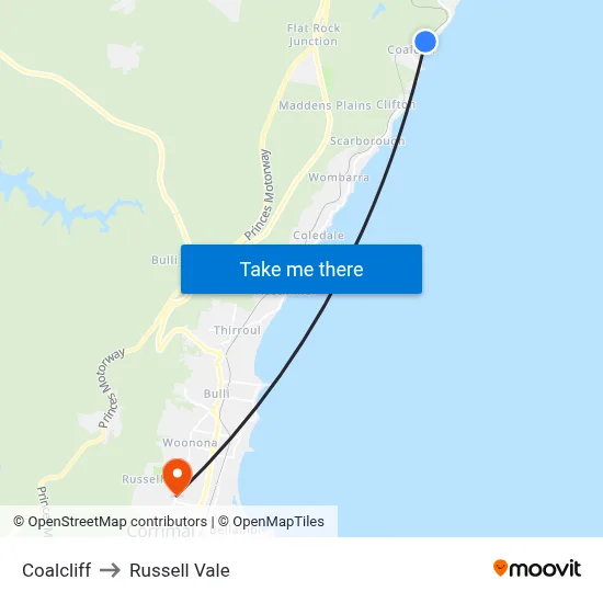 Coalcliff to Russell Vale map
