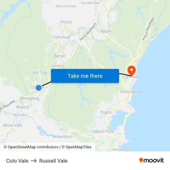Colo Vale to Russell Vale map