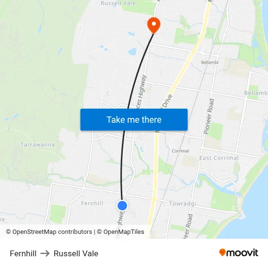 Fernhill to Russell Vale map