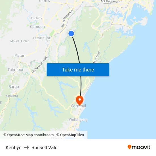 Kentlyn to Russell Vale map
