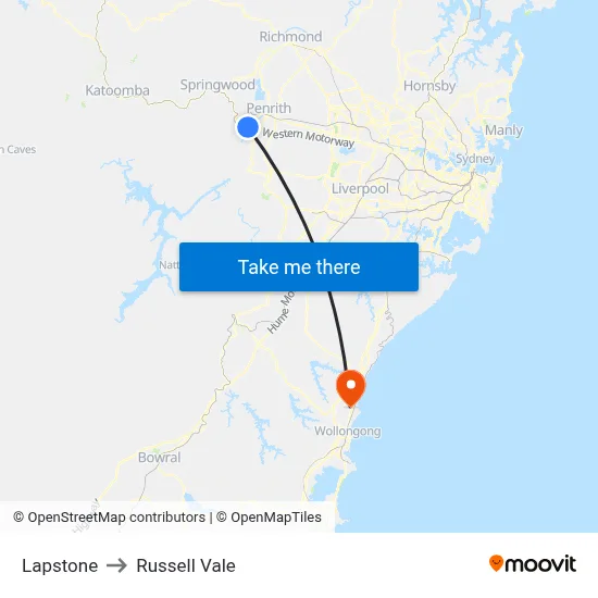 Lapstone to Russell Vale map