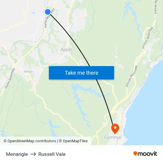 Menangle to Russell Vale map