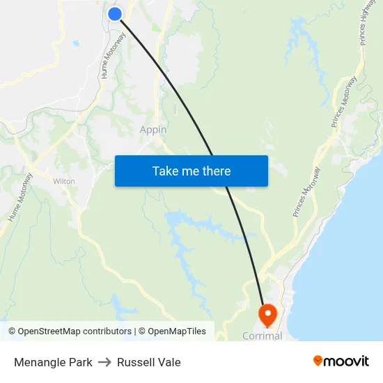 Menangle Park to Russell Vale map