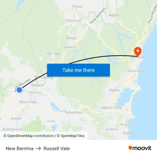 New Berrima to Russell Vale map