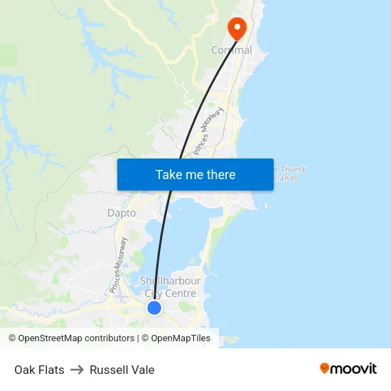 Oak Flats to Russell Vale map