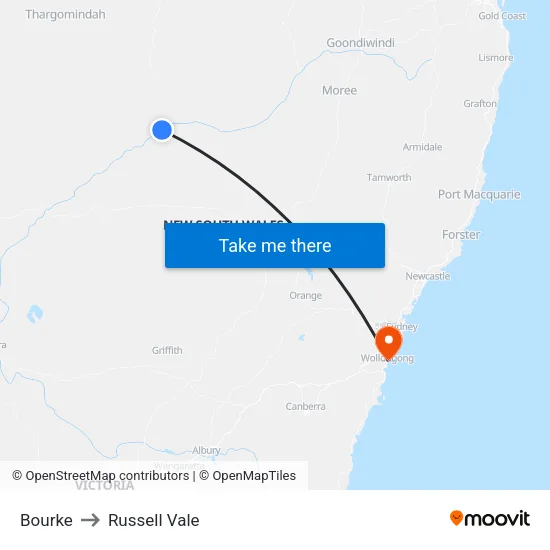 Bourke to Russell Vale map