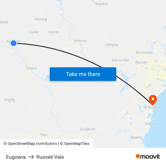 Eugowra to Russell Vale map