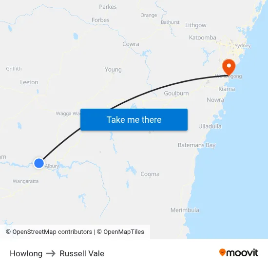Howlong to Russell Vale map