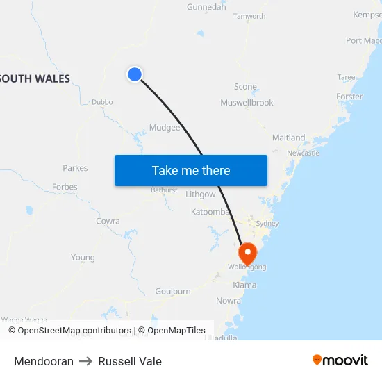 Mendooran to Russell Vale map