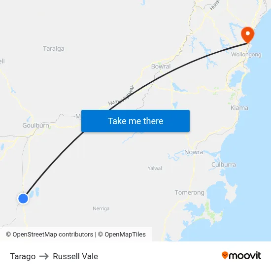 Tarago to Russell Vale map