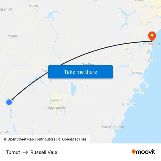 Tumut to Russell Vale map