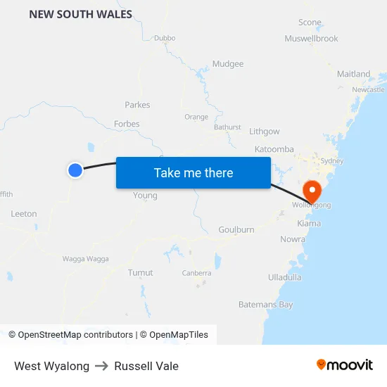 West Wyalong to Russell Vale map