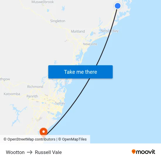 Wootton to Russell Vale map