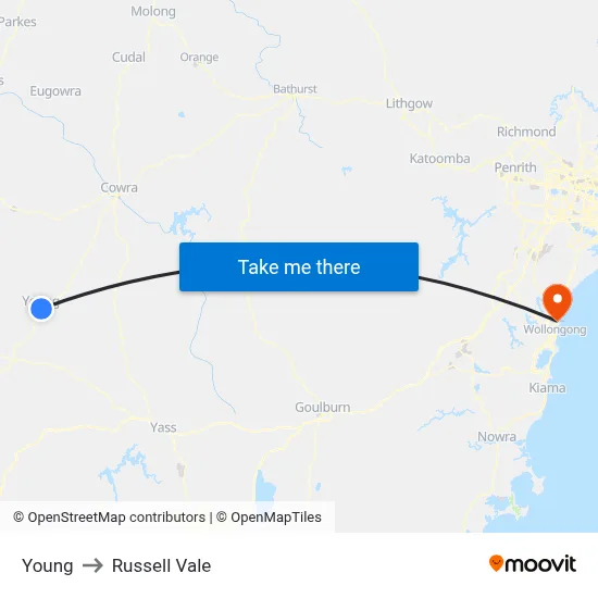 Young to Russell Vale map